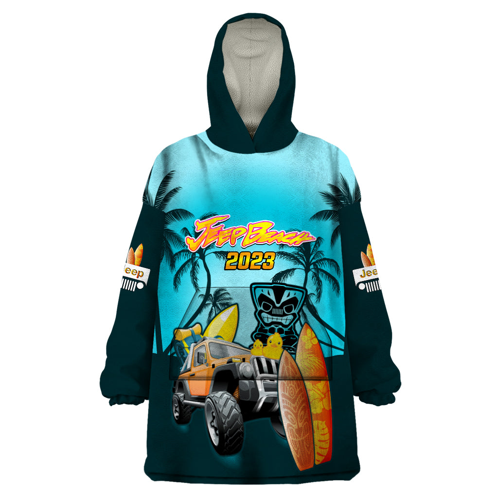 personalised-blue-jeep-beach-2023-wearable-blanket-hoodie-happy-20th-anniversary