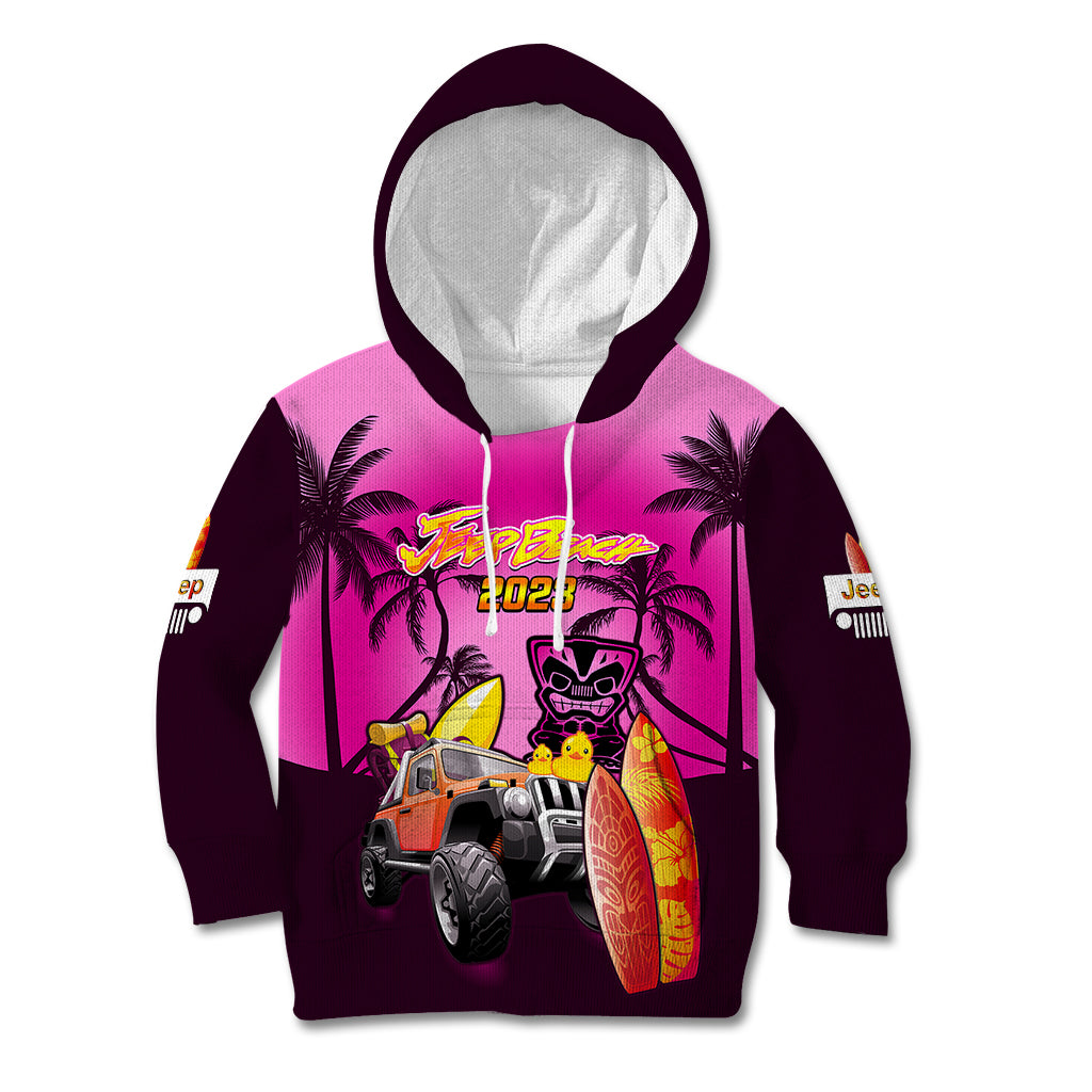 personalised-pink-jeep-beach-2023-kid-hoodie-happy-20th-anniversary