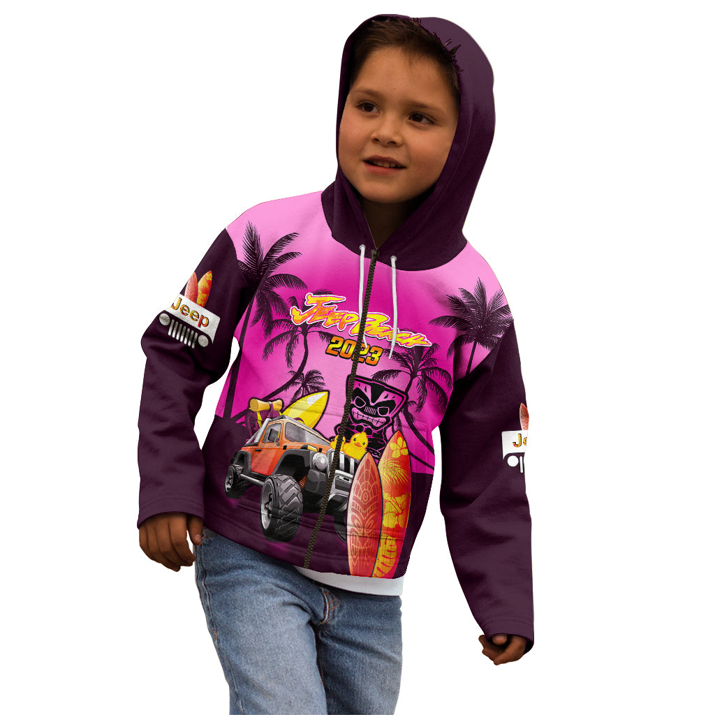 personalised-pink-jeep-beach-2023-kid-hoodie-happy-20th-anniversary