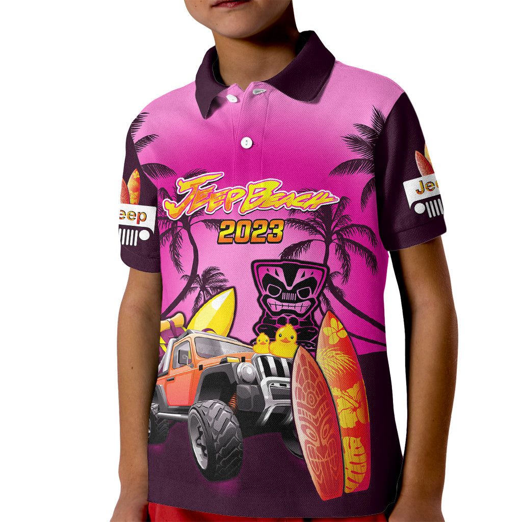 personalised-pink-jeep-beach-2023-kid-polo-shirt-happy-20th-anniversary