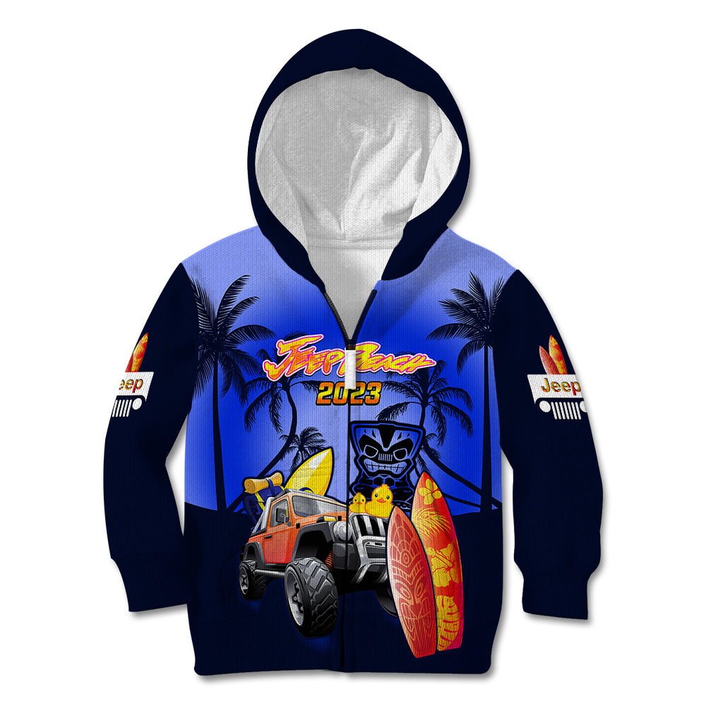 personalised-navy-blue-jeep-beach-2023-kid-hoodie-happy-20th-anniversary