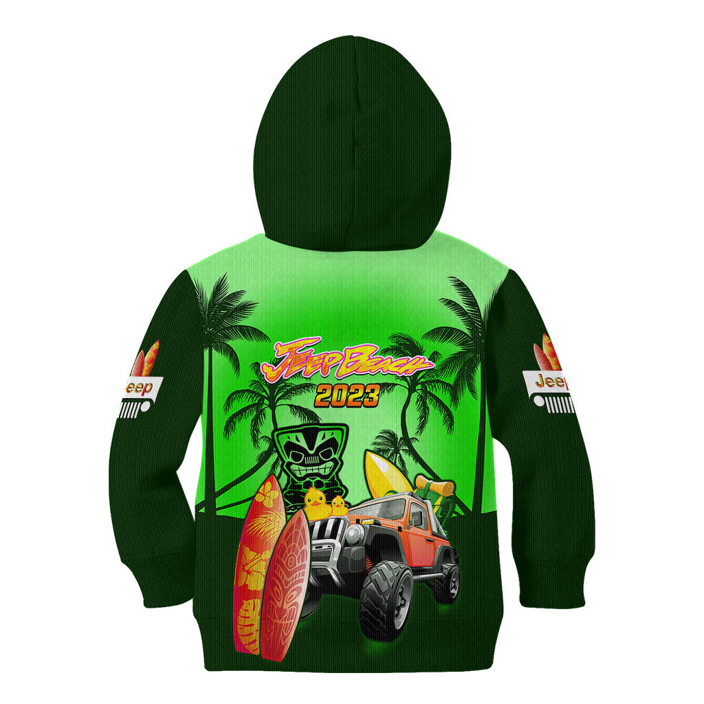 green-jeep-beach-2023-kid-hoodie-happy-20th-anniversary