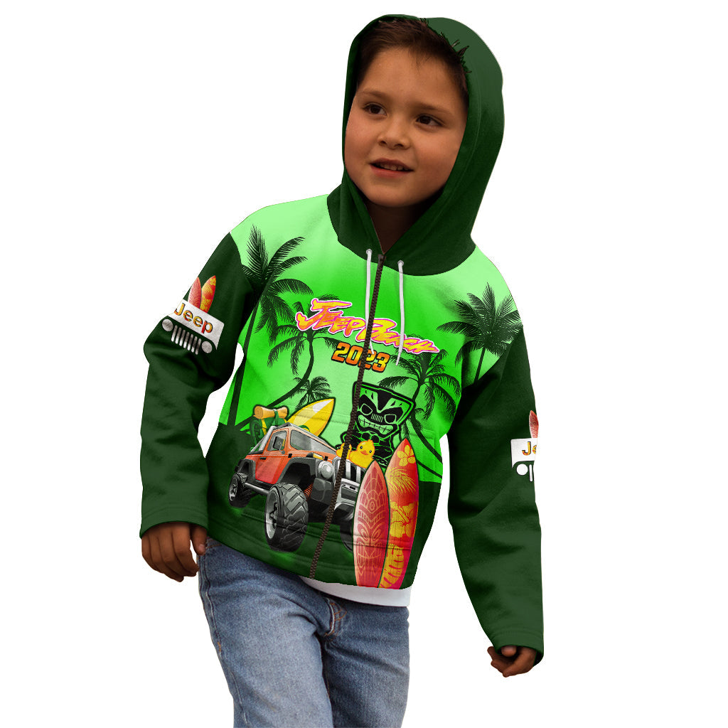 personalised-green-jeep-beach-2023-kid-hoodie-happy-20th-anniversary