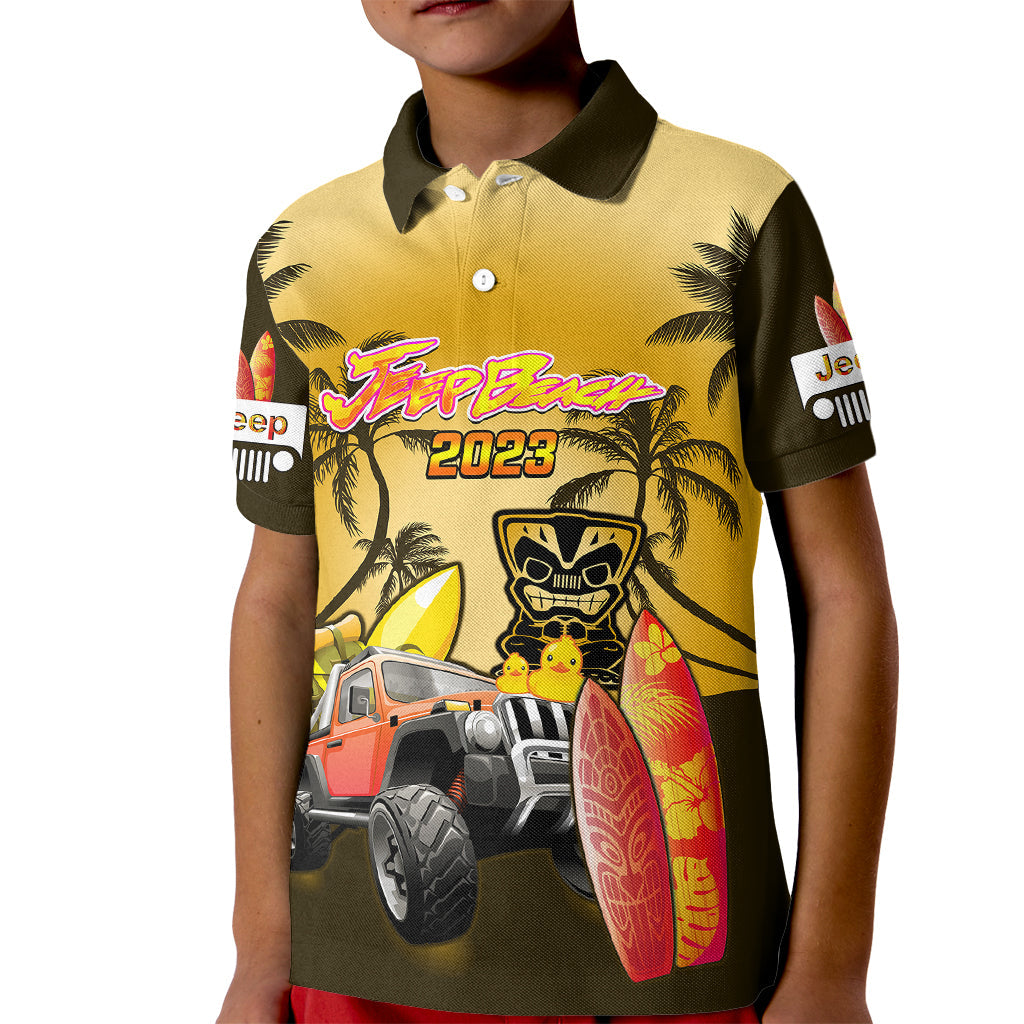 personalised-gold-jeep-beach-2023-kid-polo-shirt-happy-20th-anniversary