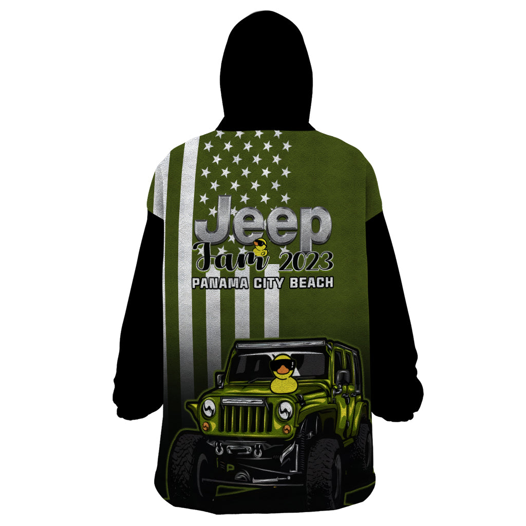 florida-jeep-jam-2023-with-duck-wearable-blanket-hoodie-green-verison
