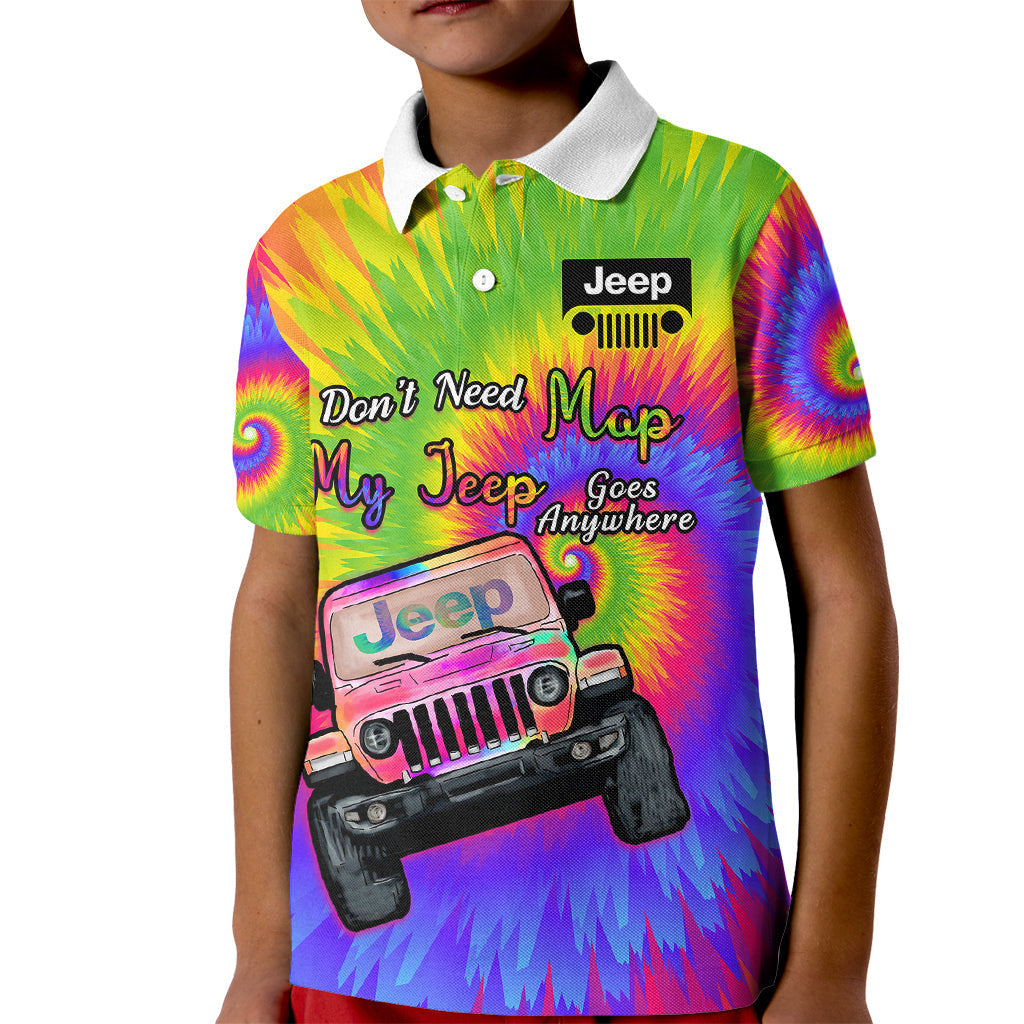 i-dont-need-map-my-jeep-goes-anywhere-kid-polo-shirt-tie-dye-special-version