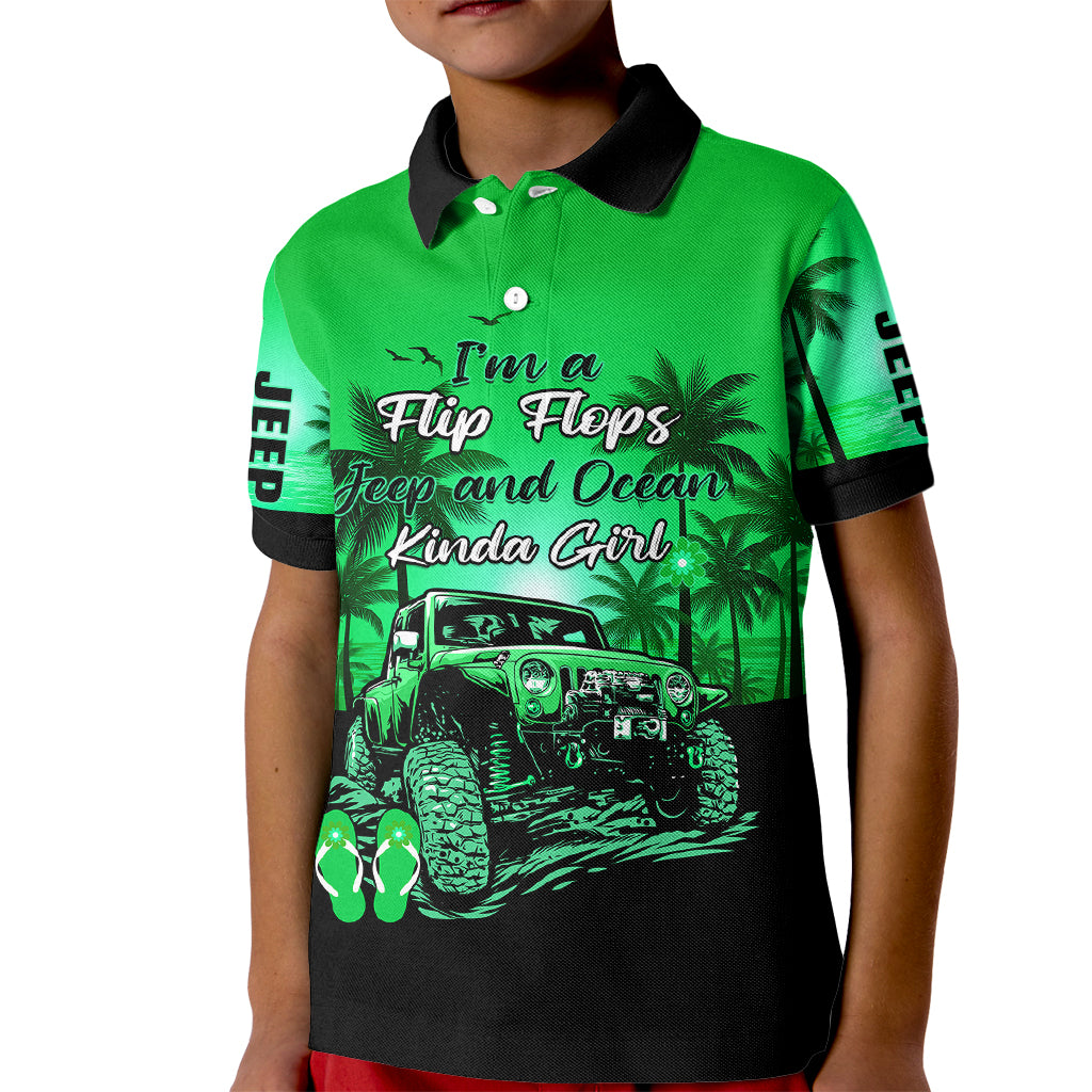 jeep-kid-polo-shirt-im-a-flip-flops-and-jeep-kinda-girl-green