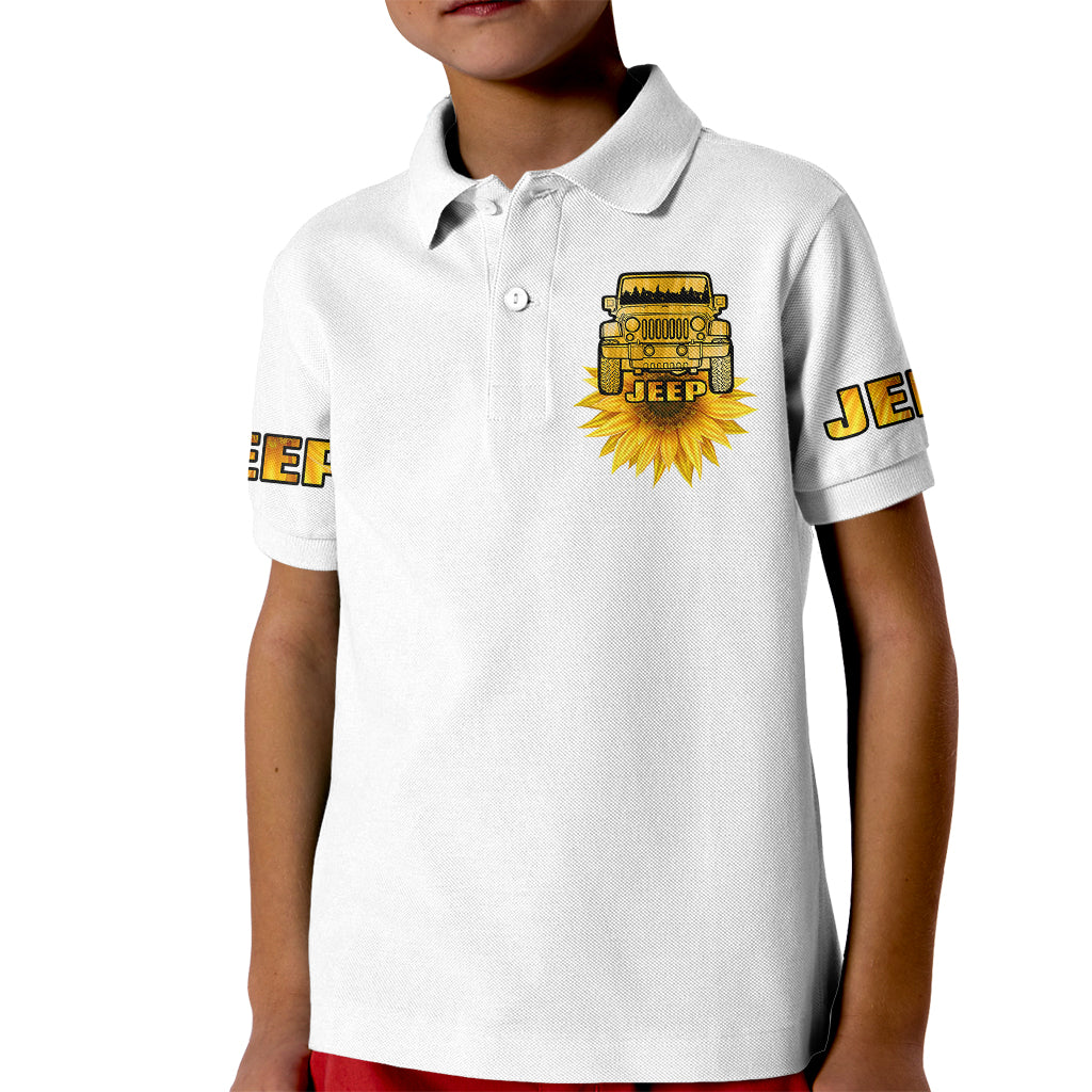 jeep-sunflower-kid-polo-shirt-happiness-is-being-a-jeep-girl-white