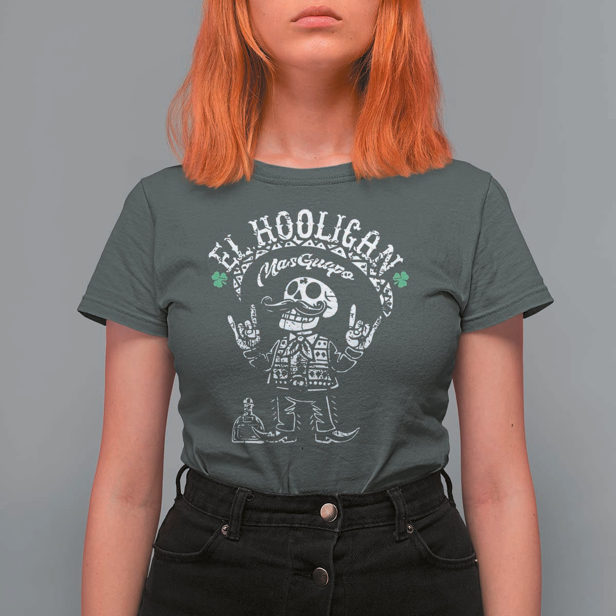 Funny Mexican Mariachi Skeleton T Shirt For Women El Hooligan Mas Guapo Very Handsome