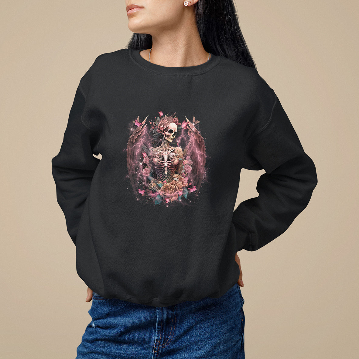 floral-gothic-skeleton-sweatshirt-floral-gothic-skeleton-goblincore-karma-fairy-roses-skull-floral-skeleton-in-my-next-life-i-want-to-be-the-karma-fairy-funny-quote