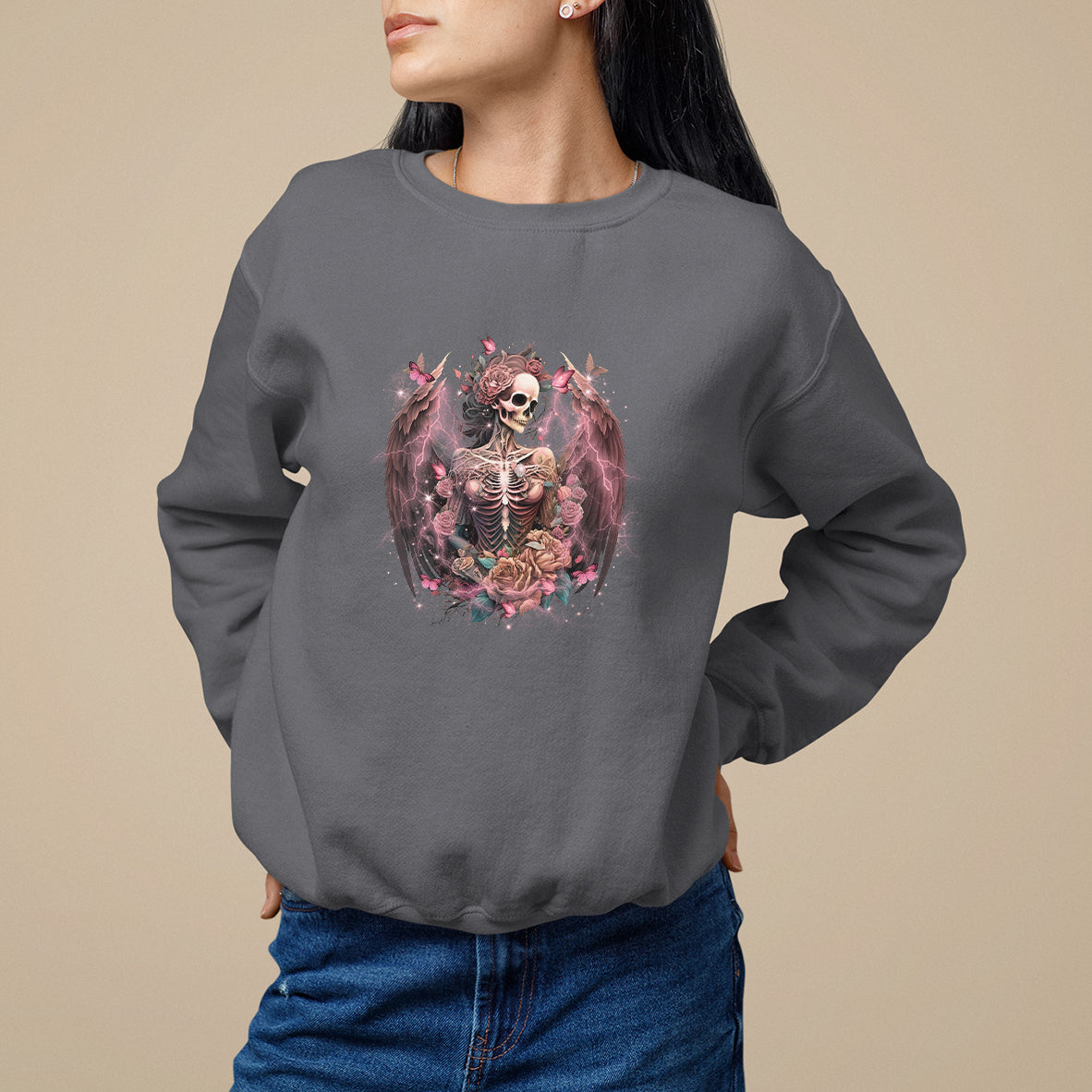 floral-gothic-skeleton-sweatshirt-floral-gothic-skeleton-goblincore-karma-fairy-roses-skull-floral-skeleton-in-my-next-life-i-want-to-be-the-karma-fairy-funny-quote