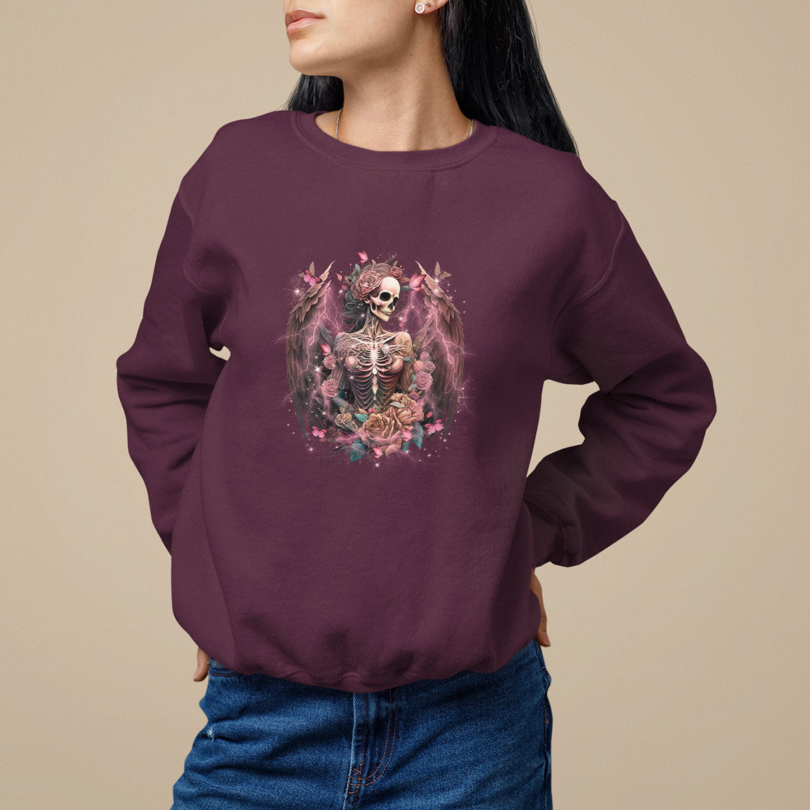 floral-gothic-skeleton-sweatshirt-floral-gothic-skeleton-goblincore-karma-fairy-roses-skull-floral-skeleton-in-my-next-life-i-want-to-be-the-karma-fairy-funny-quote
