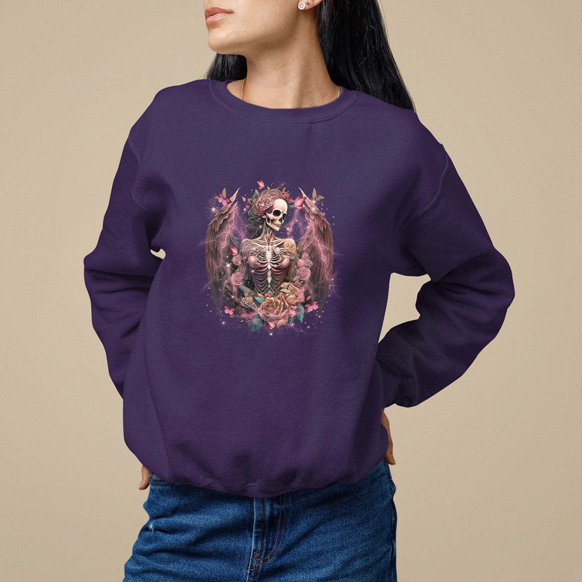 floral-gothic-skeleton-sweatshirt-floral-gothic-skeleton-goblincore-karma-fairy-roses-skull-floral-skeleton-in-my-next-life-i-want-to-be-the-karma-fairy-funny-quote
