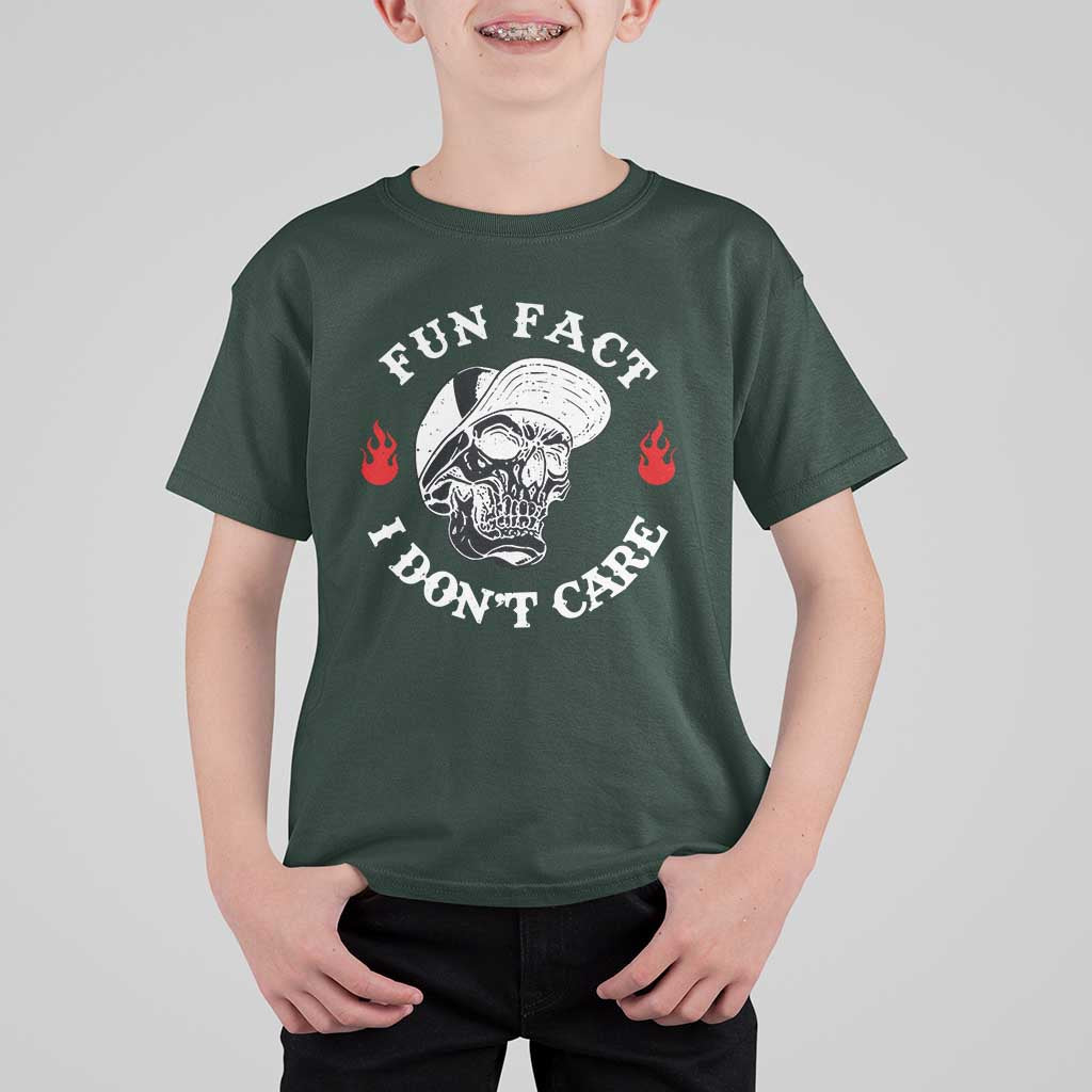Fun Fact I Don’t Care Skull T Shirt For Kid Edgy Sarcastic Attitude - The Mazicc