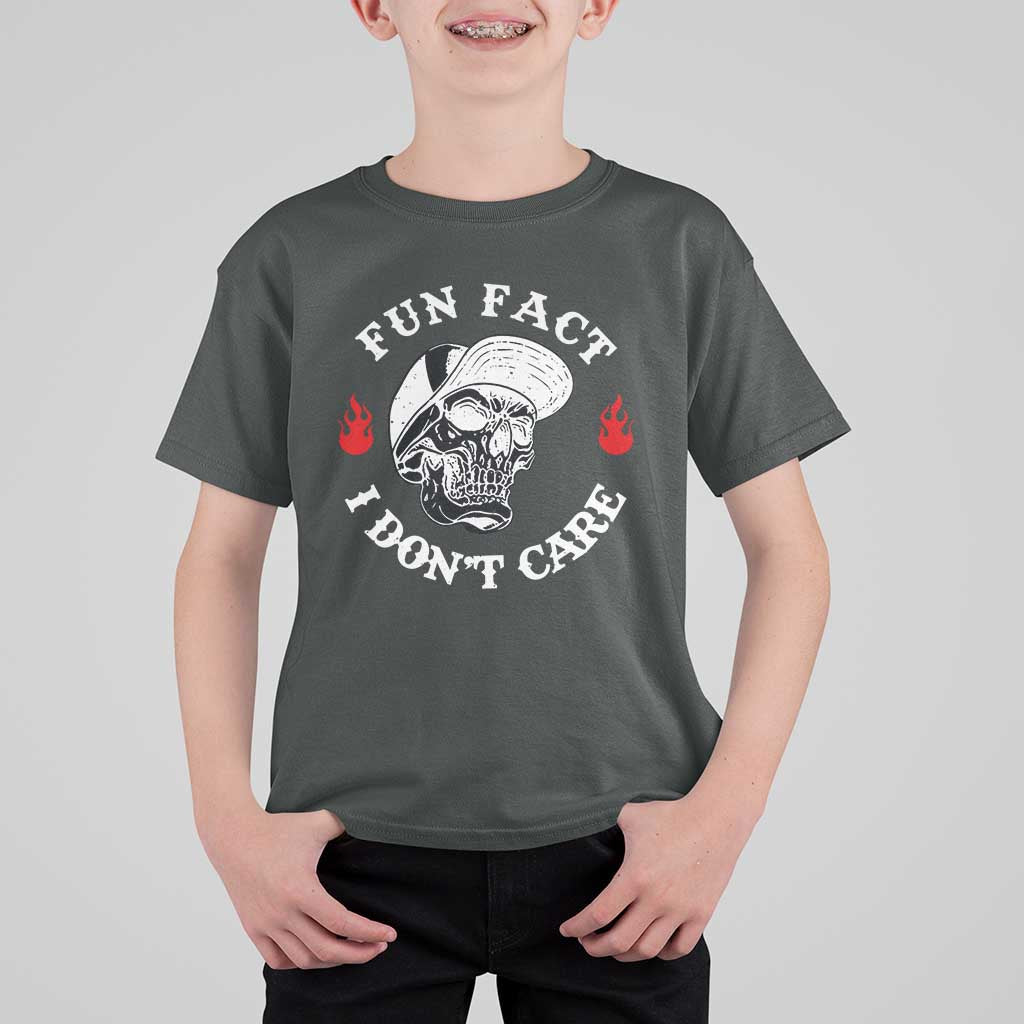 Fun Fact I Don’t Care Skull T Shirt For Kid Edgy Sarcastic Attitude - The Mazicc