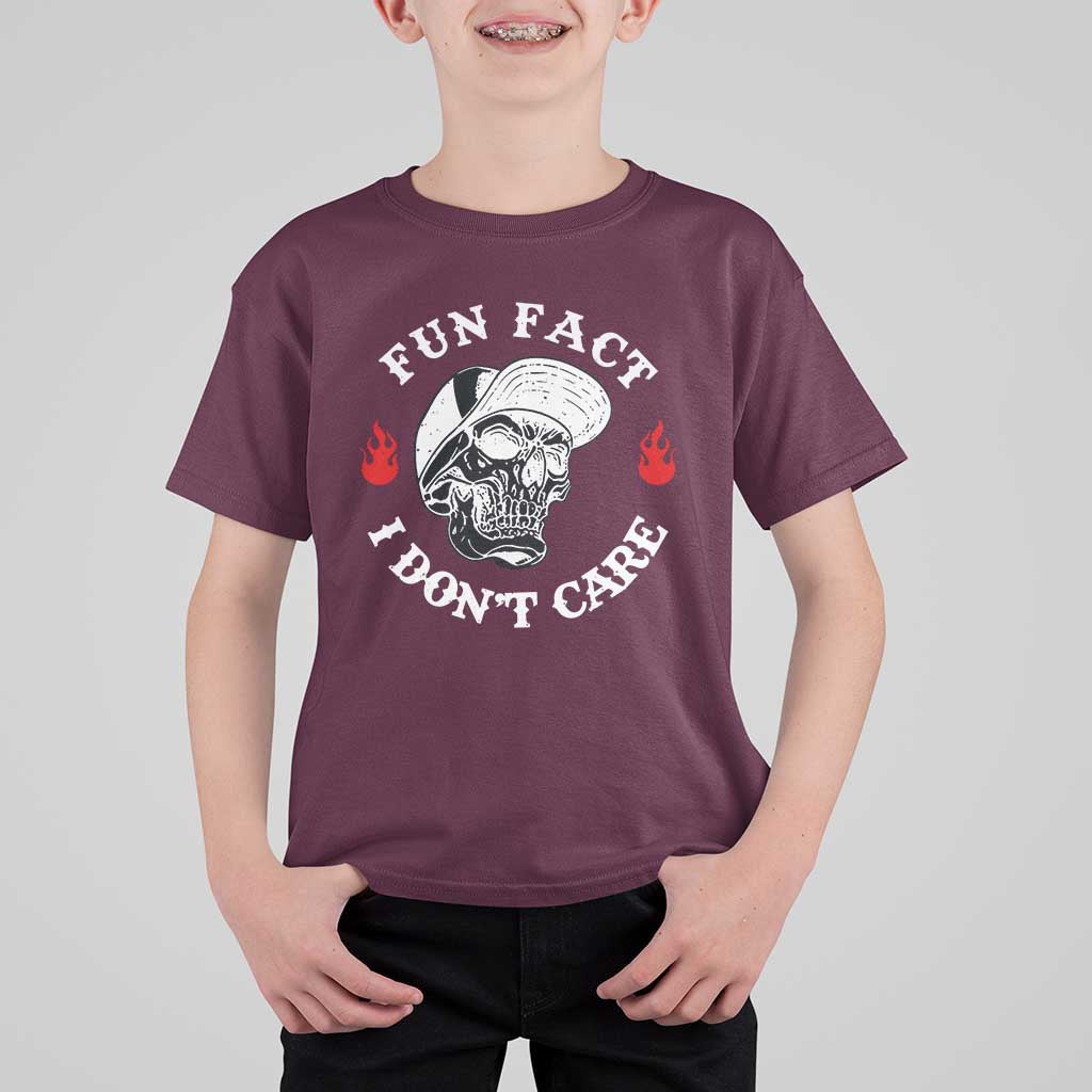 Fun Fact I Don’t Care Skull T Shirt For Kid Edgy Sarcastic Attitude - The Mazicc