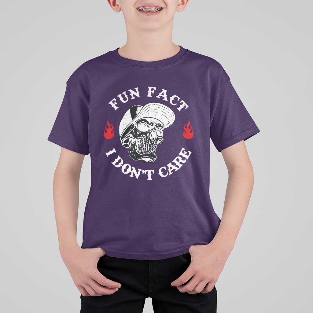 Fun Fact I Don’t Care Skull T Shirt For Kid Edgy Sarcastic Attitude - The Mazicc