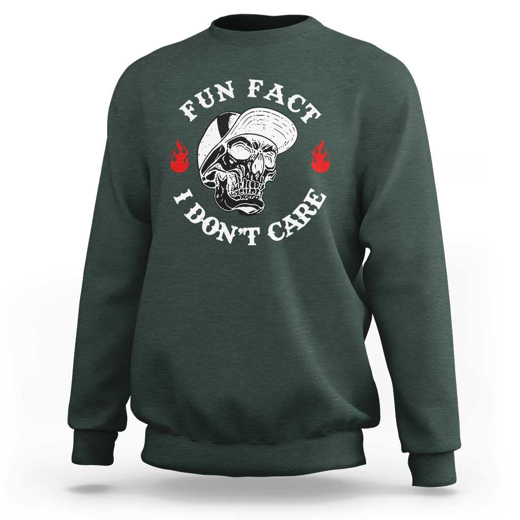 Fun Fact I Don’t Care Skull Sweatshirt Edgy Sarcastic Attitude - The Mazicc