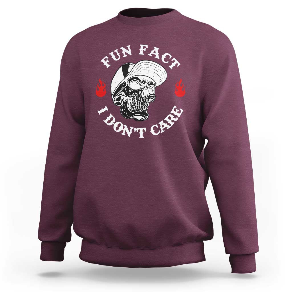 Fun Fact I Don’t Care Skull Sweatshirt Edgy Sarcastic Attitude - The Mazicc