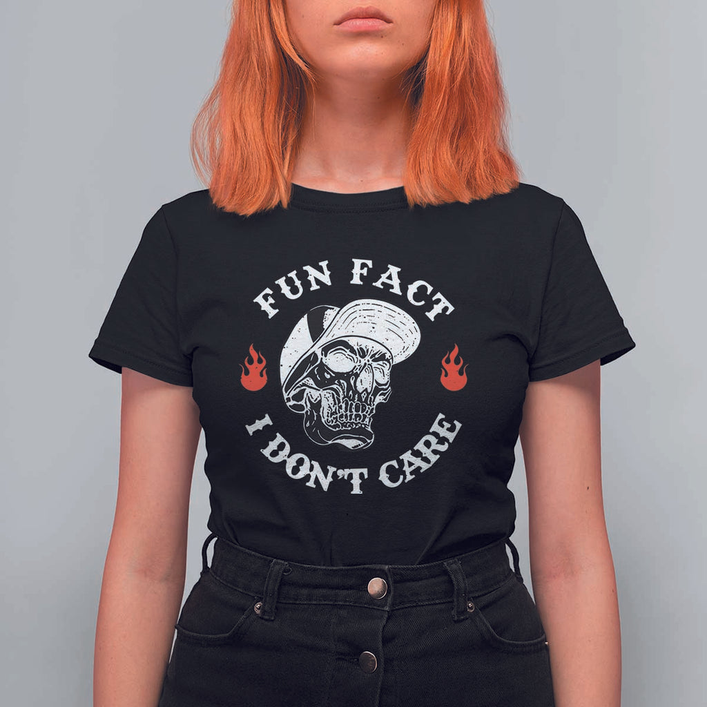 Fun Fact I Don’t Care Skull T Shirt For Women Edgy Sarcastic Attitude - The Mazicc