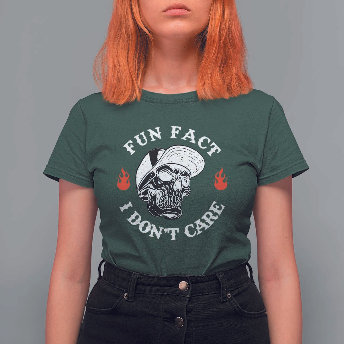 Fun Fact I Don’t Care Skull T Shirt For Women Edgy Sarcastic Attitude - The Mazicc