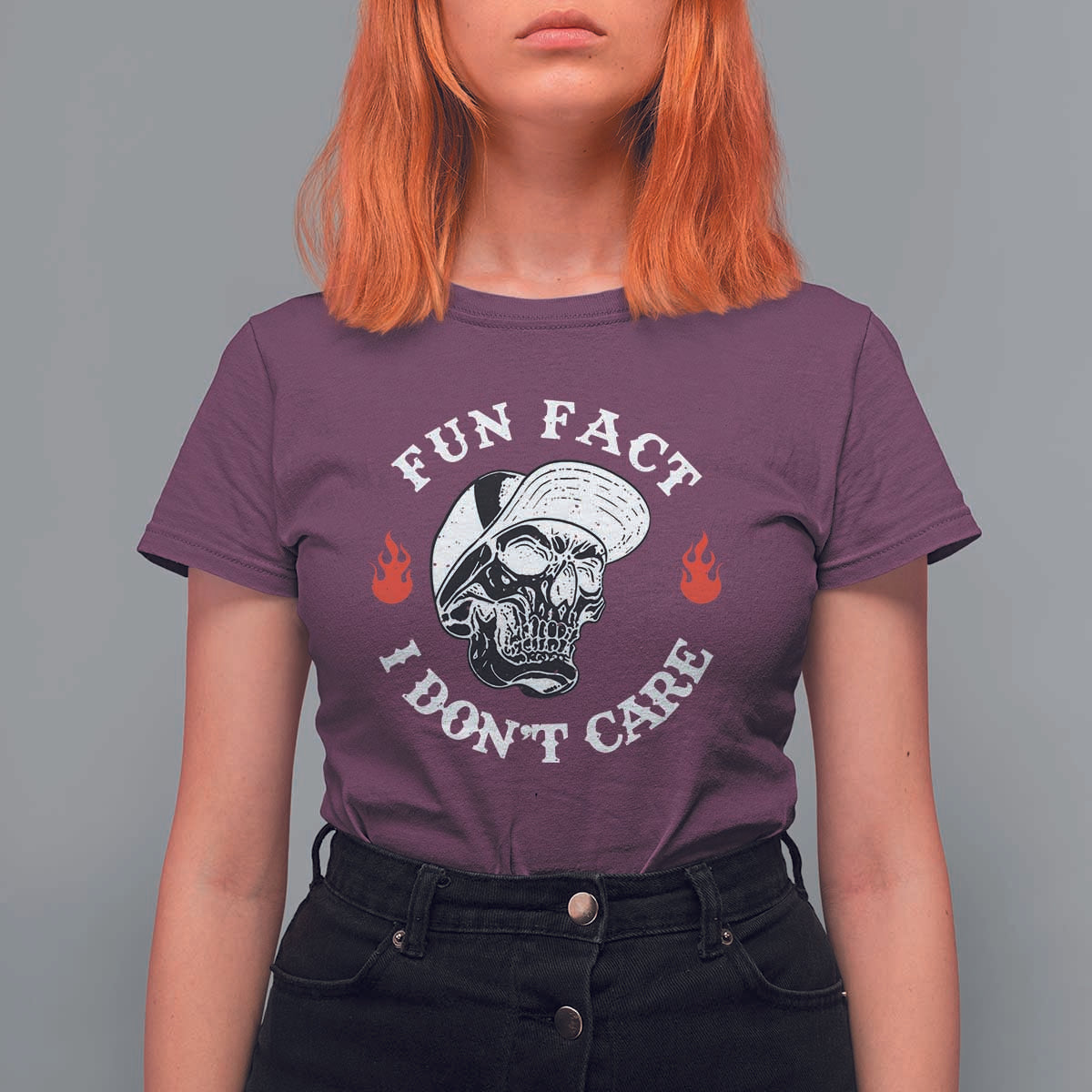 Fun Fact I Don’t Care Skull T Shirt For Women Edgy Sarcastic Attitude - The Mazicc