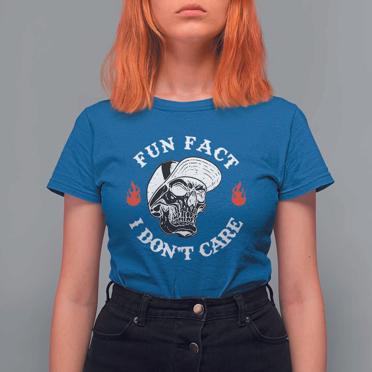 Fun Fact I Don’t Care Skull T Shirt For Women Edgy Sarcastic Attitude - The Mazicc