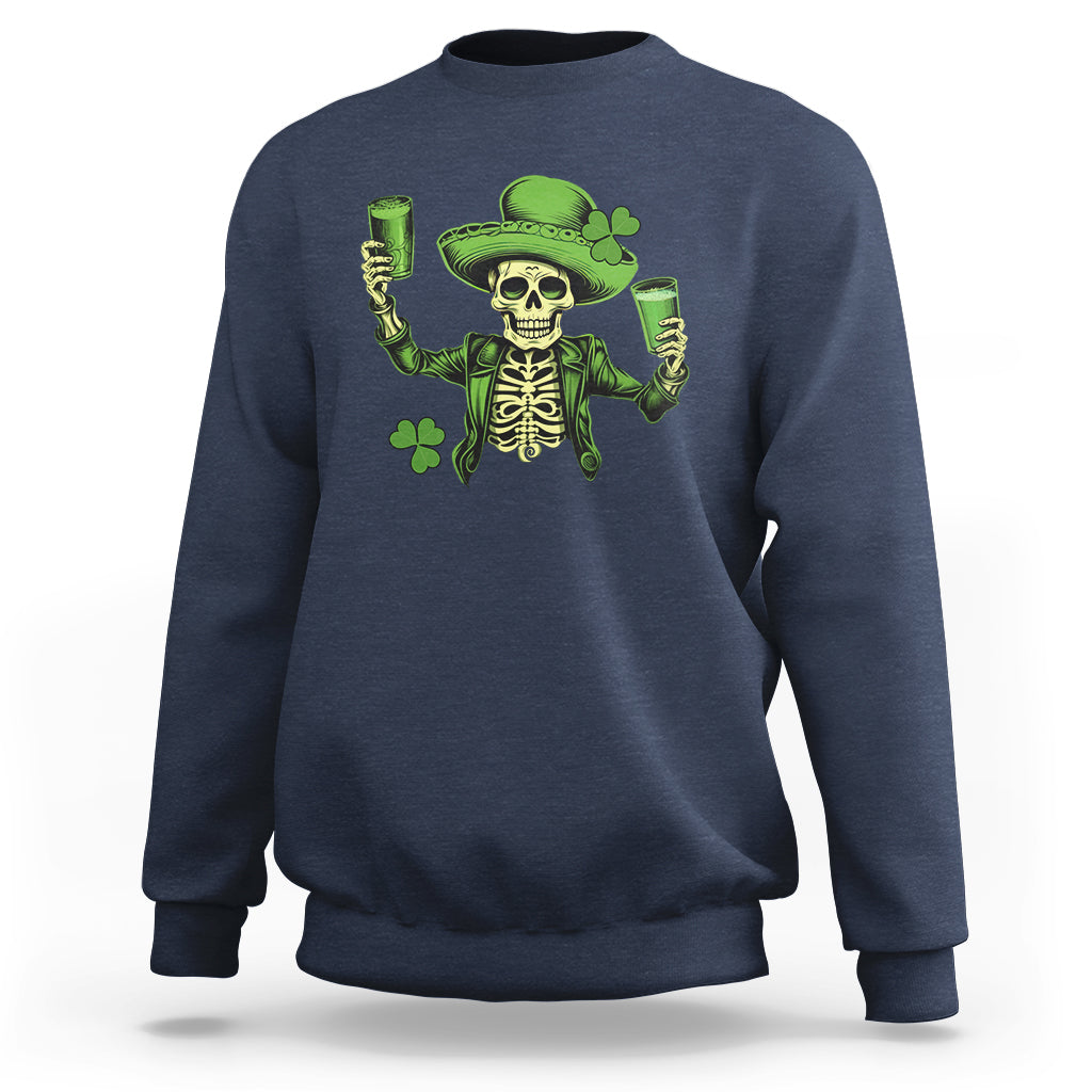 Funny St. Patricks Day Drinking Skeleton Sweatshirt for Beer Lover Alcoholic