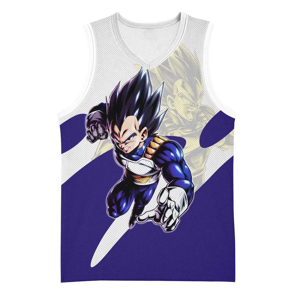 Vegeta Saiyan Warrior Basketball Jersey Bold Anime Combat Style