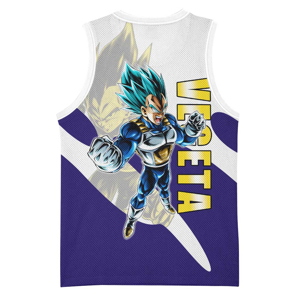 Vegeta Saiyan Warrior Basketball Jersey Bold Anime Combat Style
