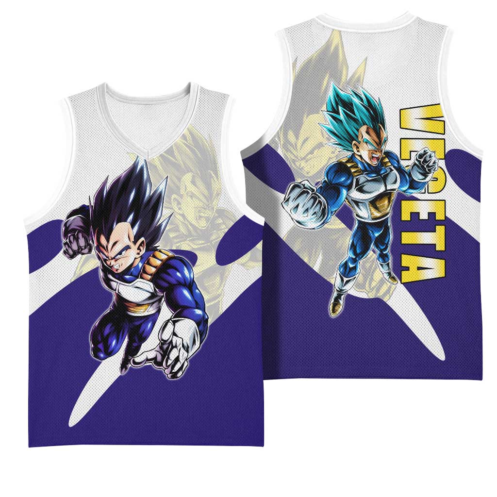 Vegeta Saiyan Warrior Basketball Jersey Bold Anime Combat Style