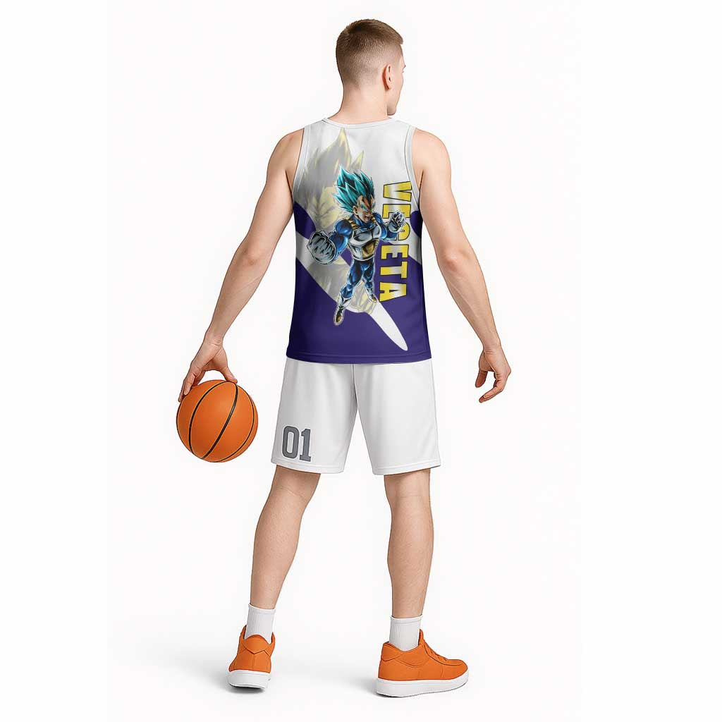 Vegeta Saiyan Warrior Basketball Jersey Bold Anime Combat Style