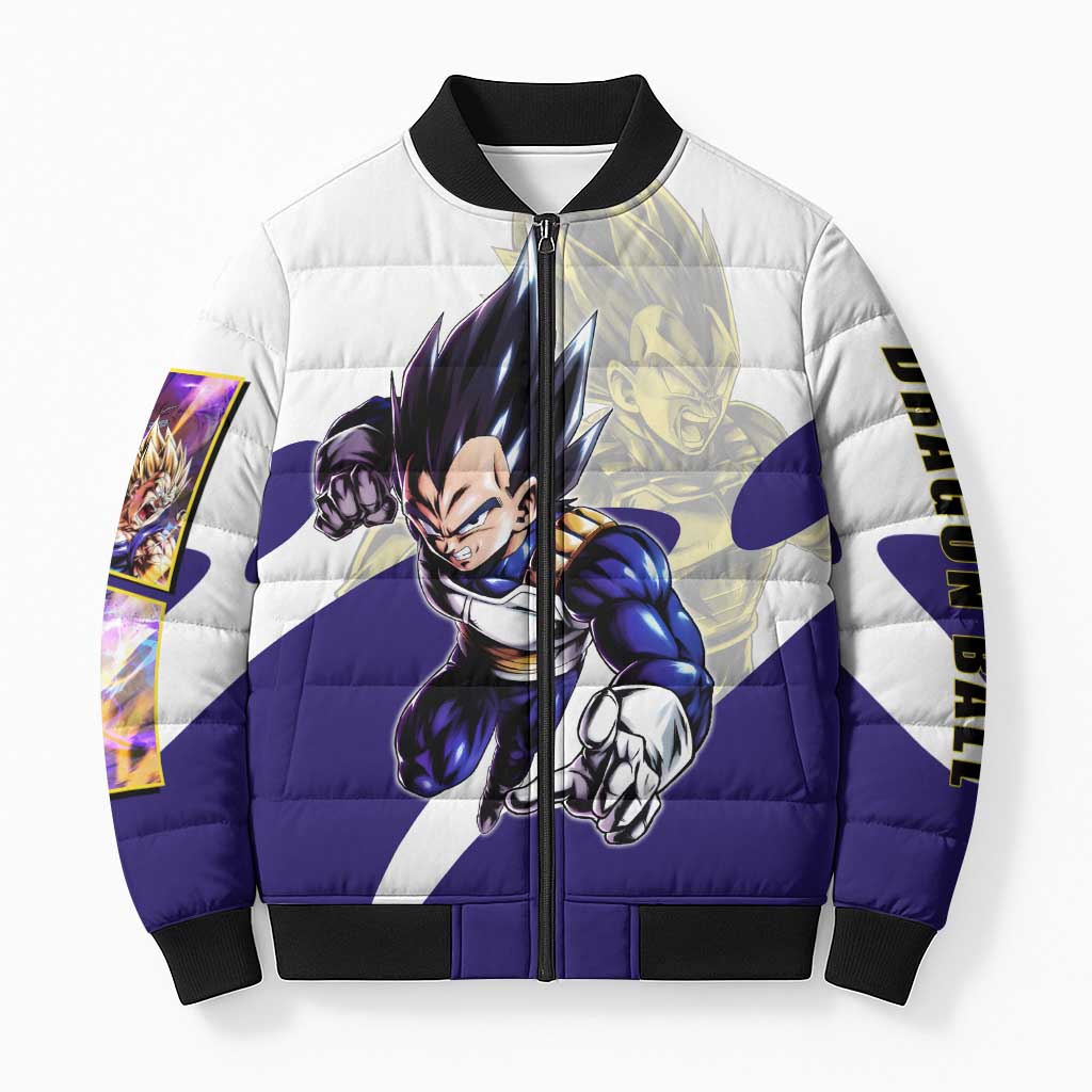 Vegeta Saiyan Warrior Bomber Puffer Jacket Bold Anime Combat Style