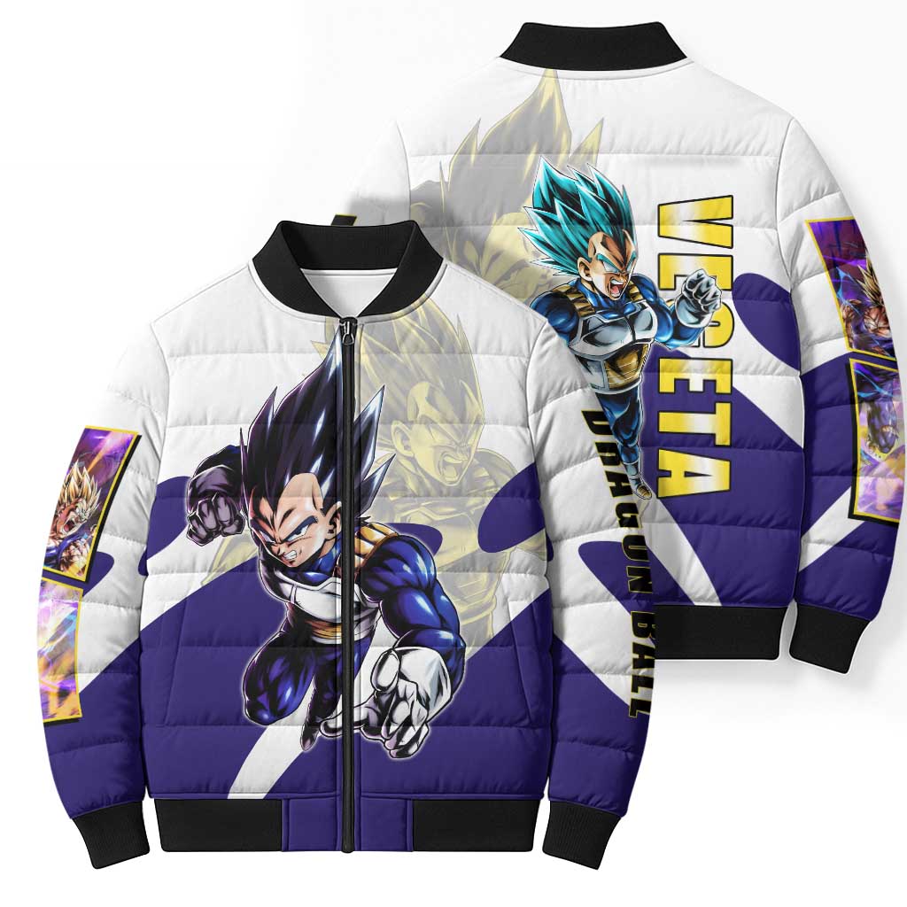 Vegeta Saiyan Warrior Bomber Puffer Jacket Bold Anime Combat Style