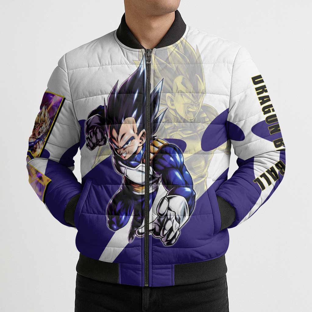 Vegeta Saiyan Warrior Bomber Puffer Jacket Bold Anime Combat Style