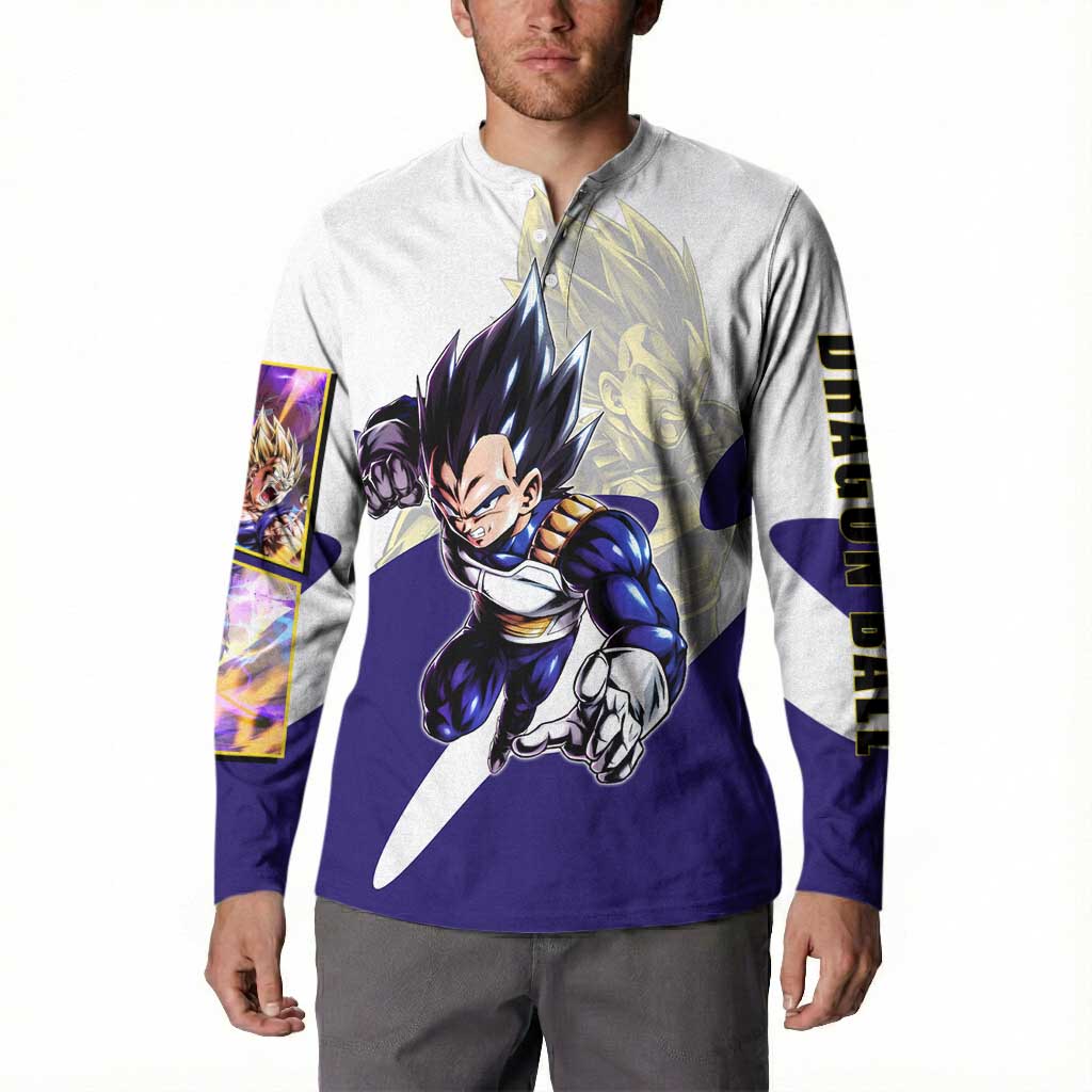 Vegeta Saiyan Warrior Button Sweatshirt Bold Anime Combat Style