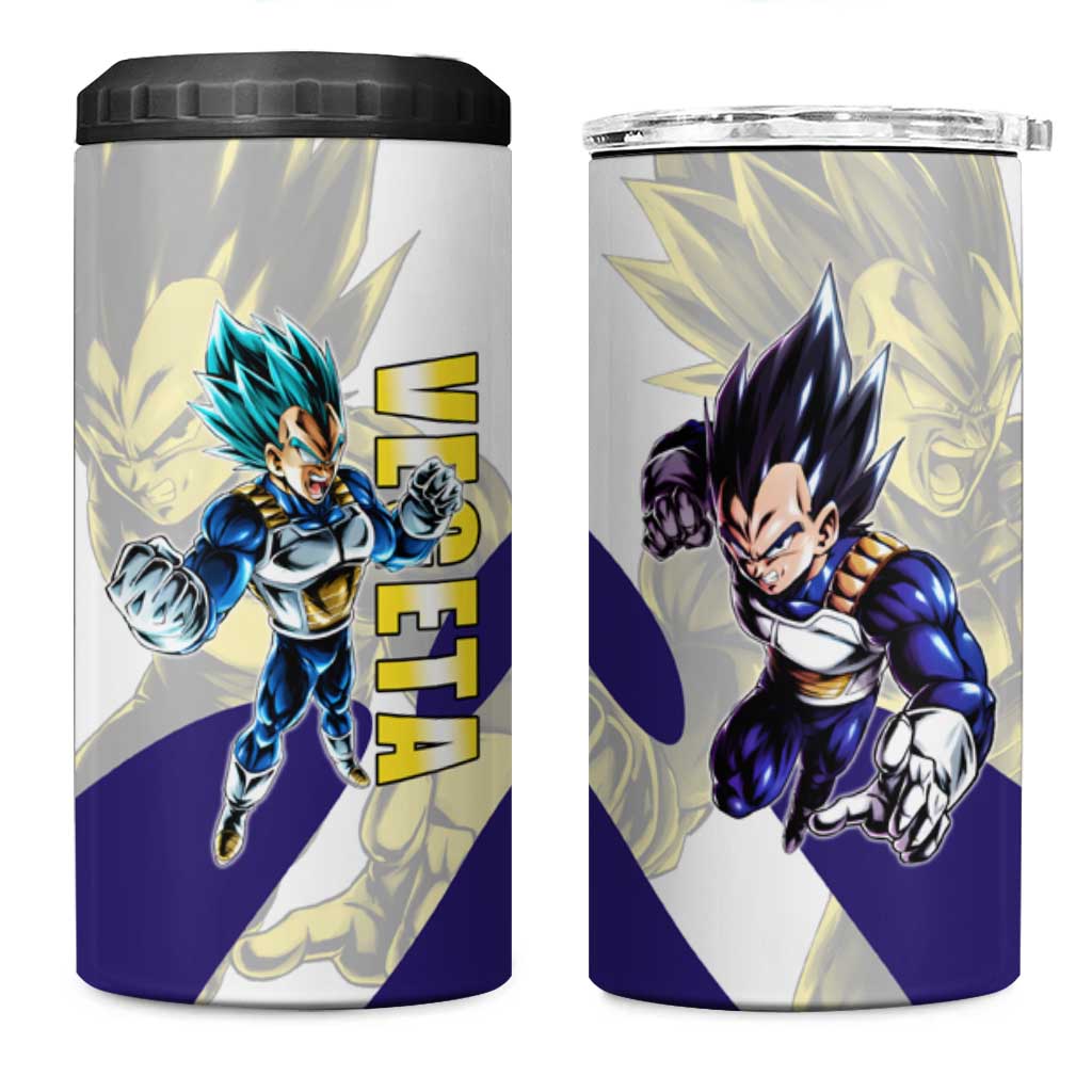 Vegeta Saiyan Warrior 4 in 1 Can Cooler Tumbler Bold Anime Combat Style