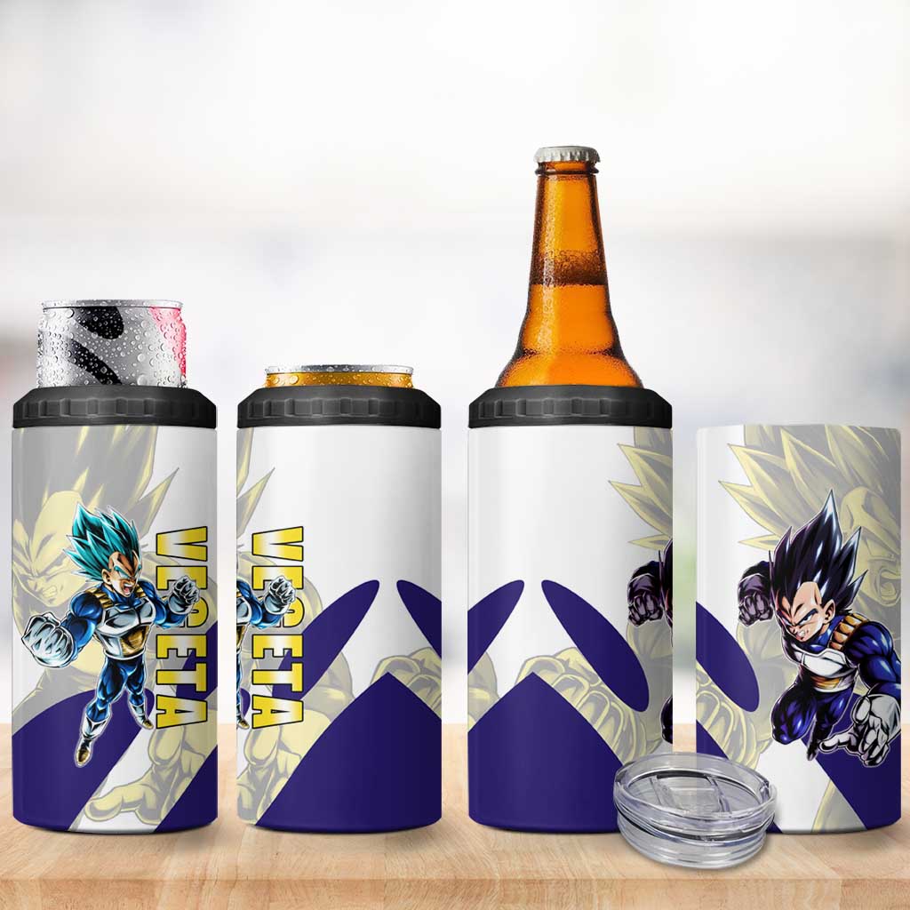 Vegeta Saiyan Warrior 4 in 1 Can Cooler Tumbler Bold Anime Combat Style