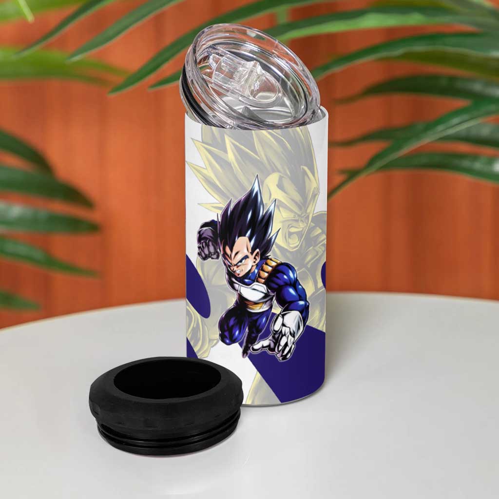 Vegeta Saiyan Warrior 4 in 1 Can Cooler Tumbler Bold Anime Combat Style