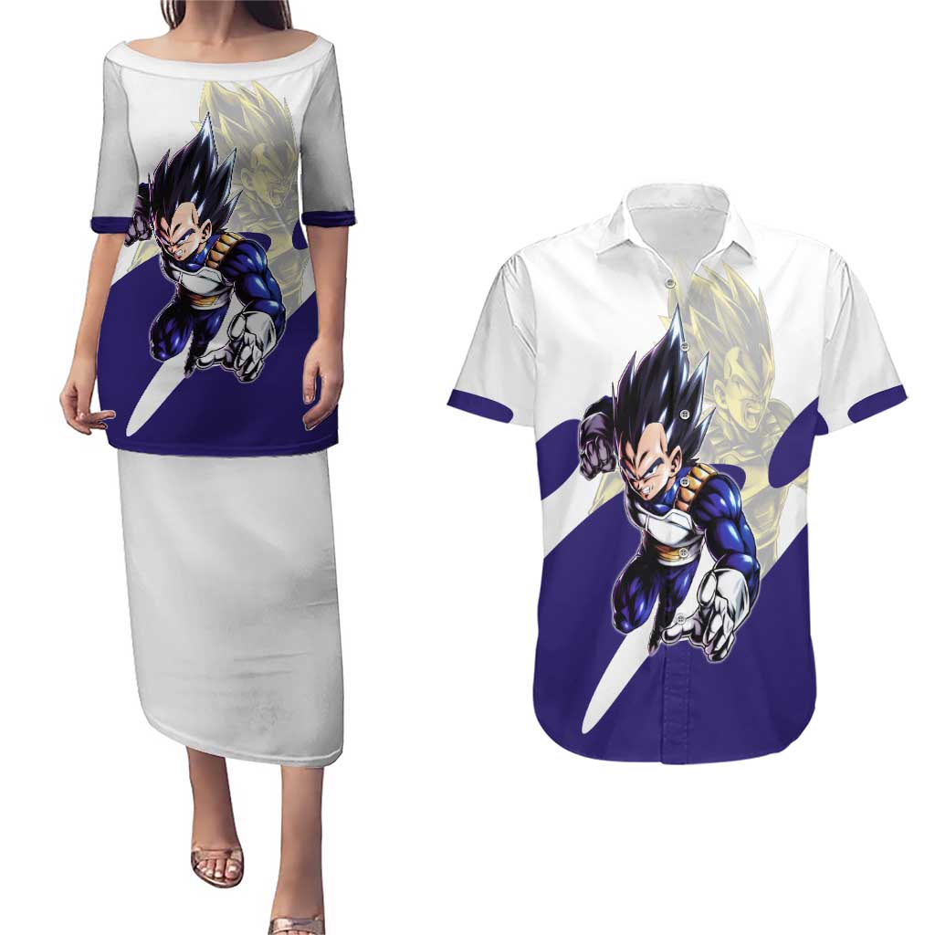 Vegeta Saiyan Warrior Couples Matching Puletasi and Hawaiian Shirt Bold Anime Combat Style