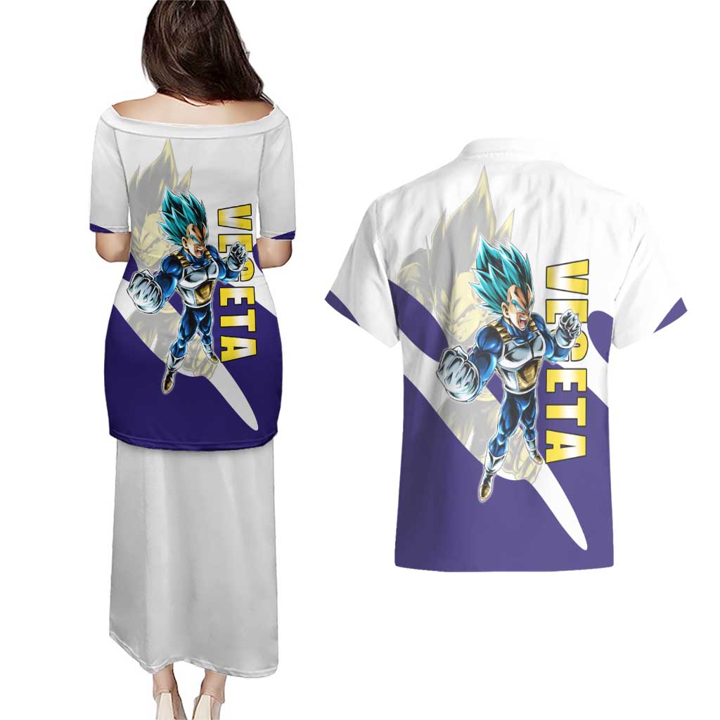 Vegeta Saiyan Warrior Couples Matching Puletasi and Hawaiian Shirt Bold Anime Combat Style