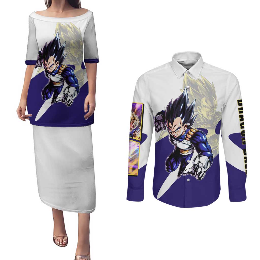 Vegeta Saiyan Warrior Couples Matching Puletasi and Long Sleeve Button Shirt Bold Anime Combat Style