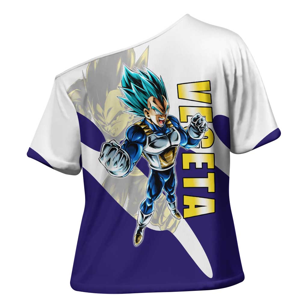 Vegeta Saiyan Warrior Cross Shoulder Shirt Bold Anime Combat Style