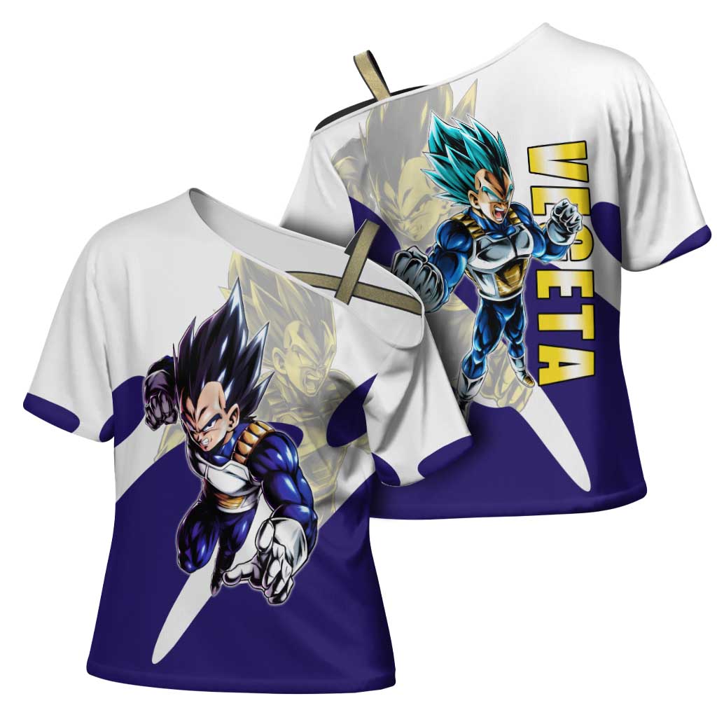 Vegeta Saiyan Warrior Cross Shoulder Shirt Bold Anime Combat Style