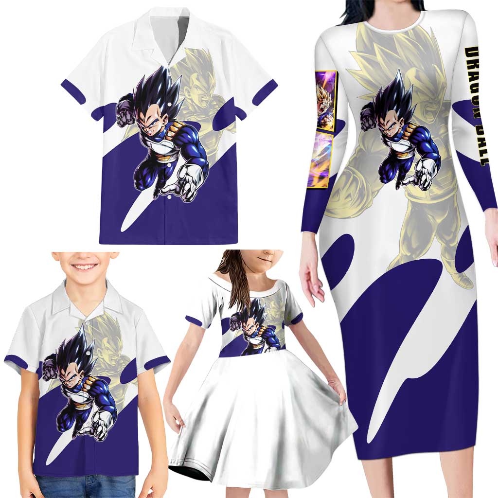 Vegeta Saiyan Warrior Family Matching Long Sleeve Bodycon Dress and Hawaiian Shirt Bold Anime Combat Style