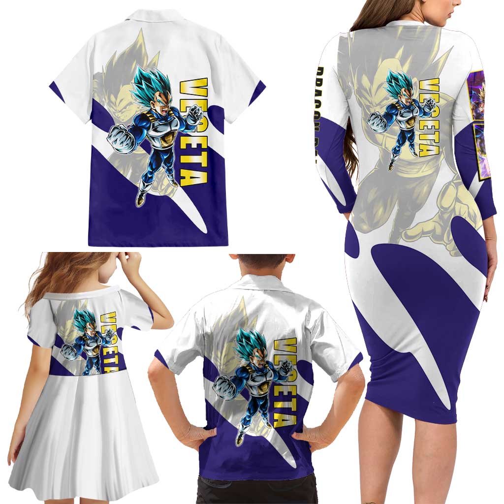 Vegeta Saiyan Warrior Family Matching Long Sleeve Bodycon Dress and Hawaiian Shirt Bold Anime Combat Style