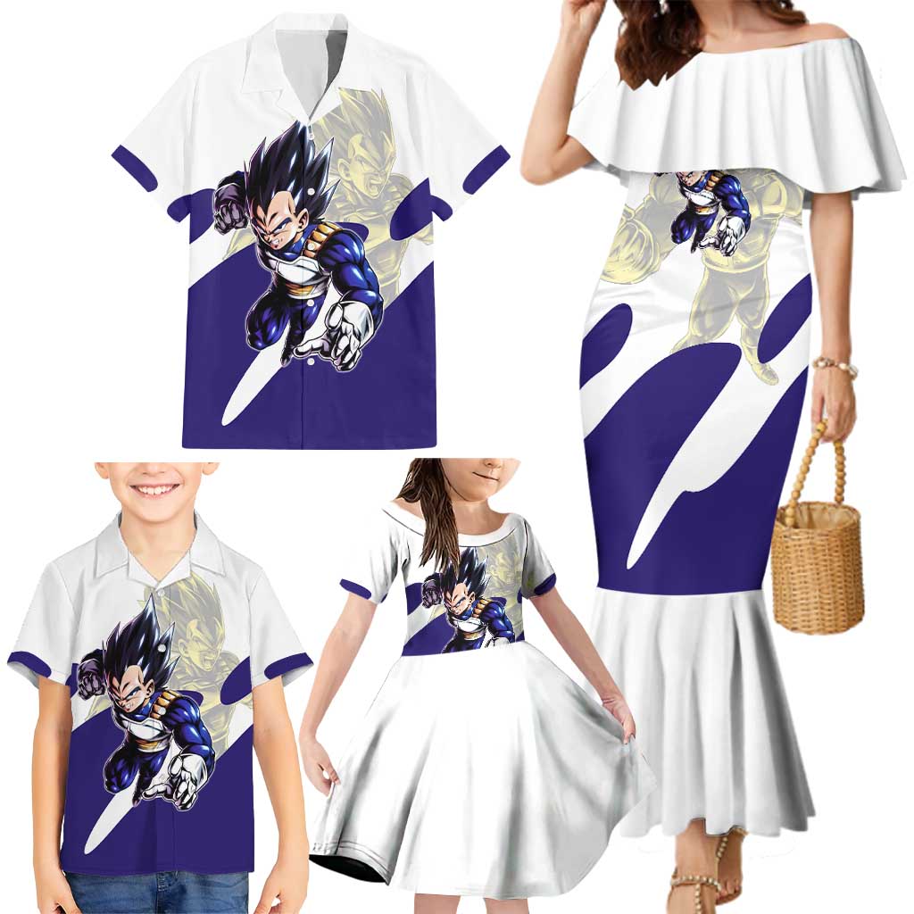 Vegeta Saiyan Warrior Family Matching Mermaid Dress and Hawaiian Shirt Bold Anime Combat Style
