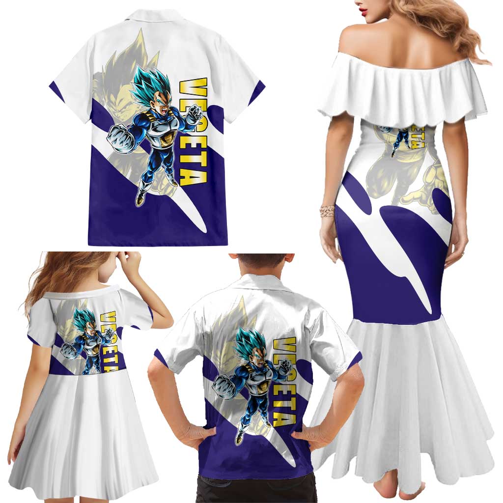 Vegeta Saiyan Warrior Family Matching Mermaid Dress and Hawaiian Shirt Bold Anime Combat Style