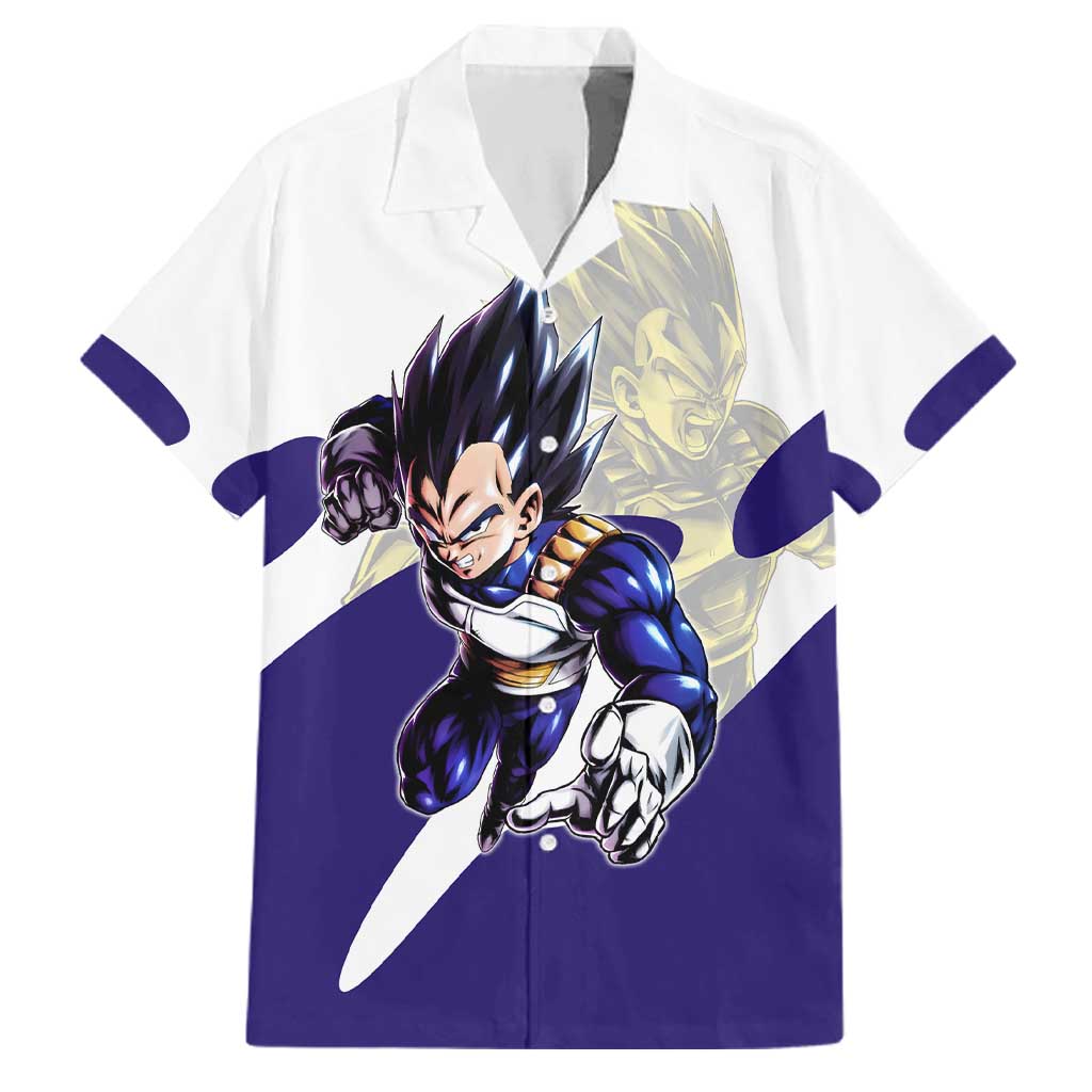 Vegeta Saiyan Warrior Family Matching Off Shoulder Maxi Dress and Hawaiian Shirt Bold Anime Combat Style