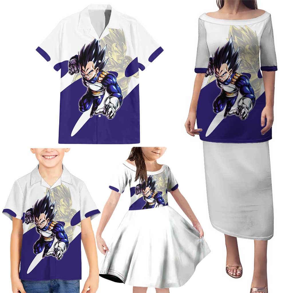 Vegeta Saiyan Warrior Family Matching Puletasi and Hawaiian Shirt Bold Anime Combat Style